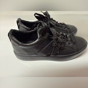 Högl Black Satin-Trim Embellished Ankle Sneakers